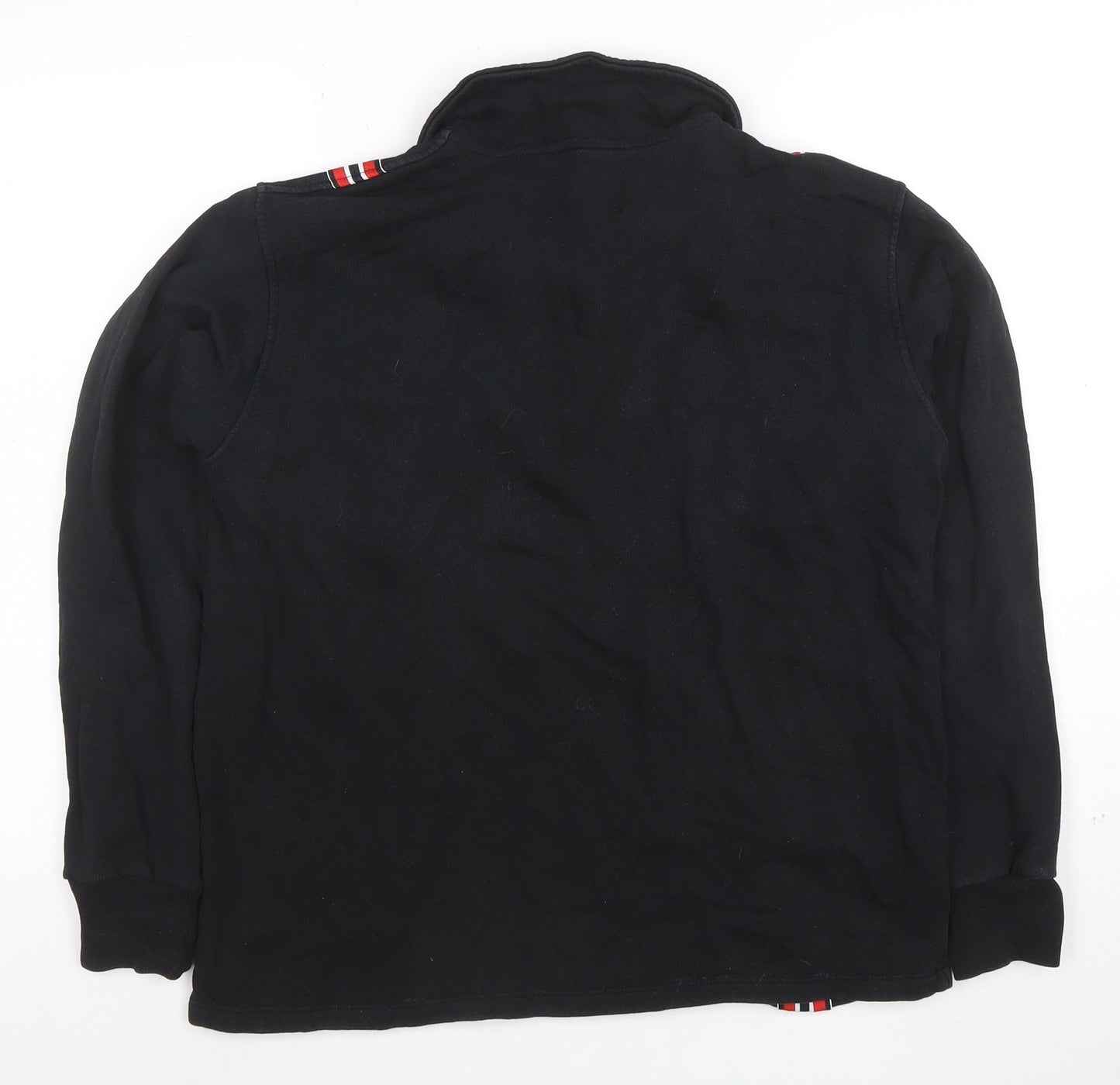 PASDEMER Men's Black L 1/4 Zip Collared Striped Sweatshirt