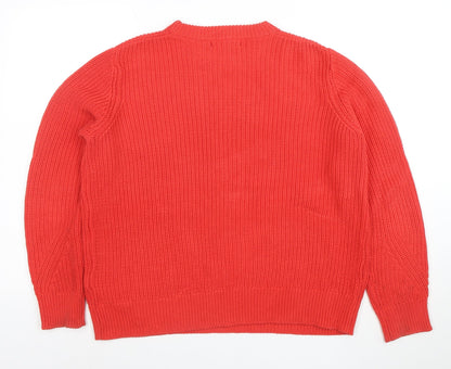 Marks and Spencer Women’s Red Cotton Chunky Knit Jumper Size M