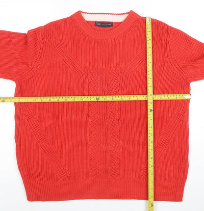 Marks and Spencer Women’s Red Cotton Chunky Knit Jumper Size M