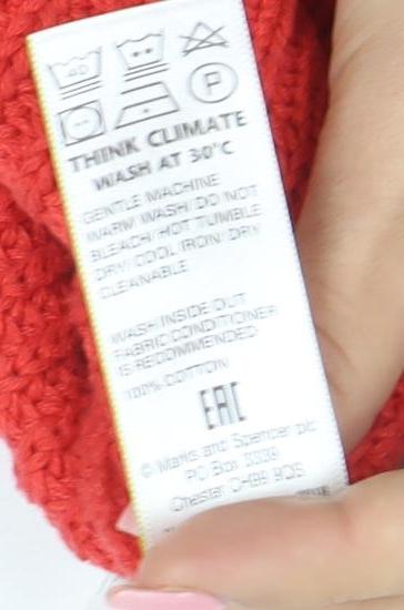 Marks and Spencer Women’s Red Cotton Chunky Knit Jumper Size M