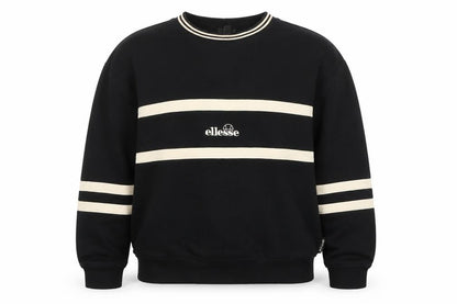 Ellesse Women Black Beige Stripe Crew Neck Sweatshirt UK14