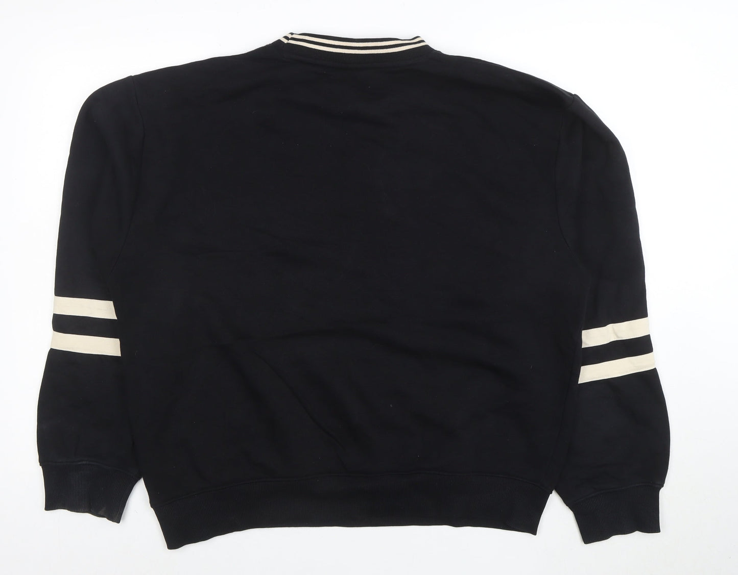 Ellesse Women Black Beige Stripe Crew Neck Sweatshirt UK14