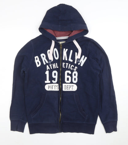 TVOE Men’s Blue Full Zip Hoodie S Brooklyn Athletics 1968 Graphic