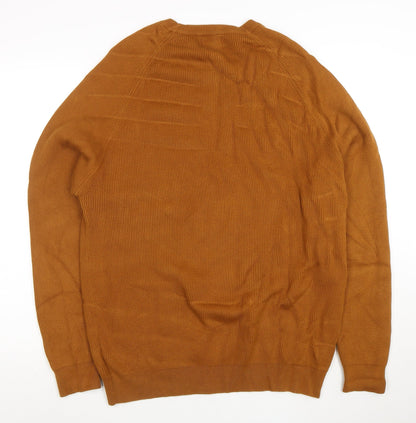 Next Men's Brown XL Cotton Knit Crew Neck Jumper