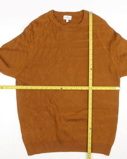 Next Men's Brown XL Cotton Knit Crew Neck Jumper