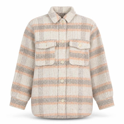 New Look Women's Beige Checked Wool Blend Shacket Size 10