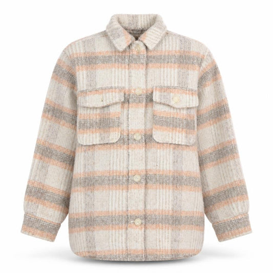 New Look Women's Beige Checked Wool Blend Shacket Size 10