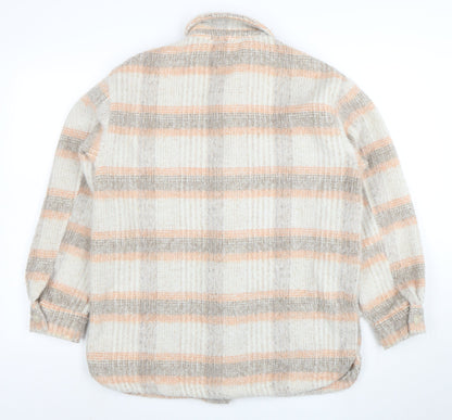 New Look Women's Beige Checked Wool Blend Shacket Size 10