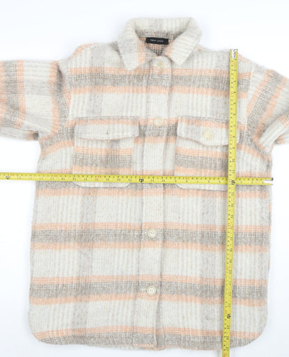 New Look Women's Beige Checked Wool Blend Shacket Size 10