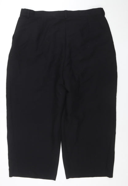 Marks and Spencer Womens Black Stretch Trousers Size 18 Short