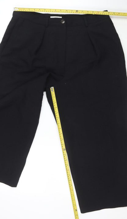 Marks and Spencer Womens Black Stretch Trousers Size 18 Short