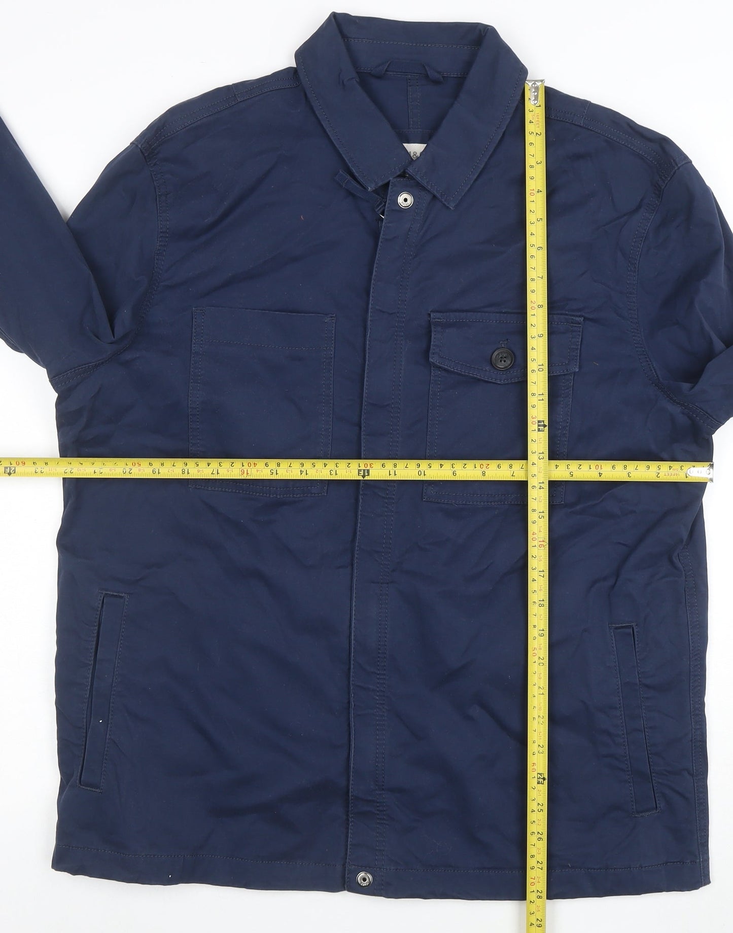 Marks and Spencer Men's Blue Cotton Jacket Size L Casual Zip Front
