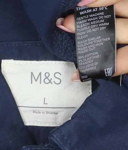 Marks and Spencer Men's Blue Cotton Jacket Size L Casual Zip Front