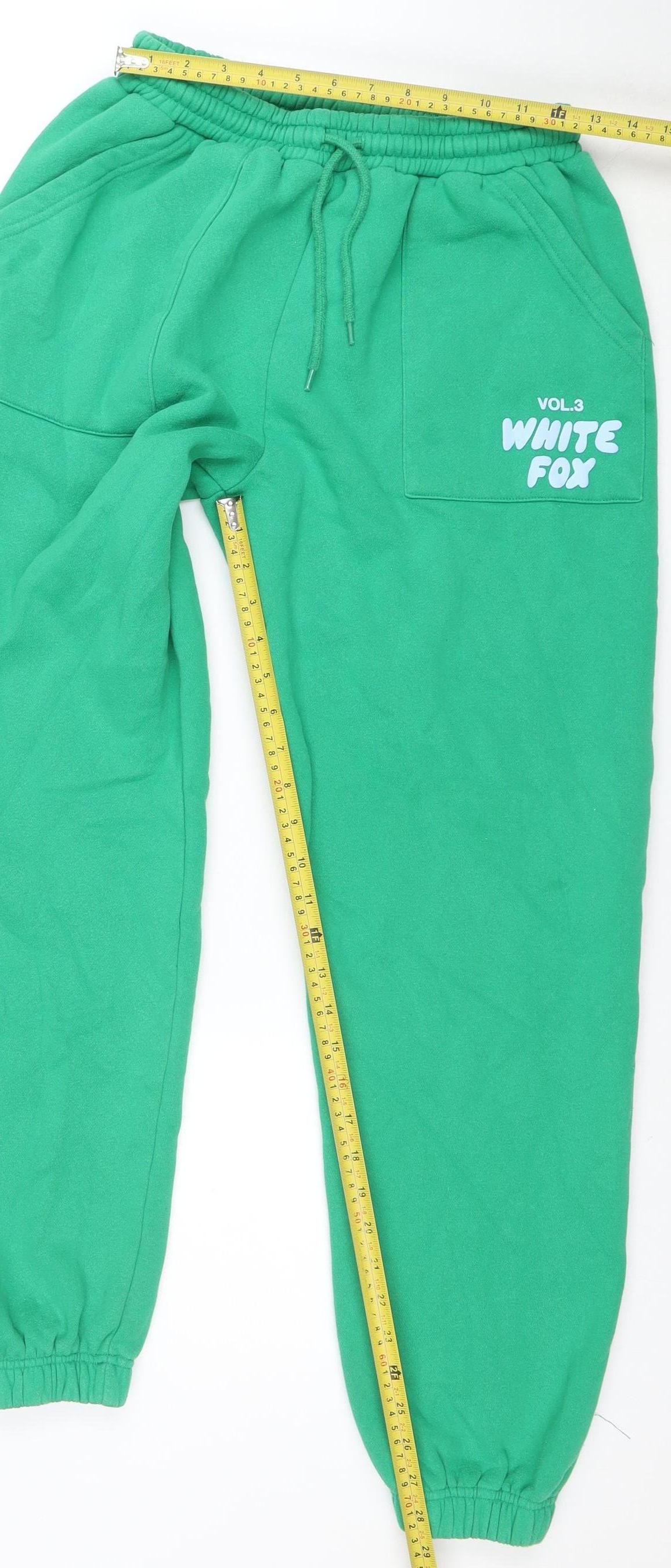 White Fox Women Green Jogger Sweatpants Size S Elastic Waist