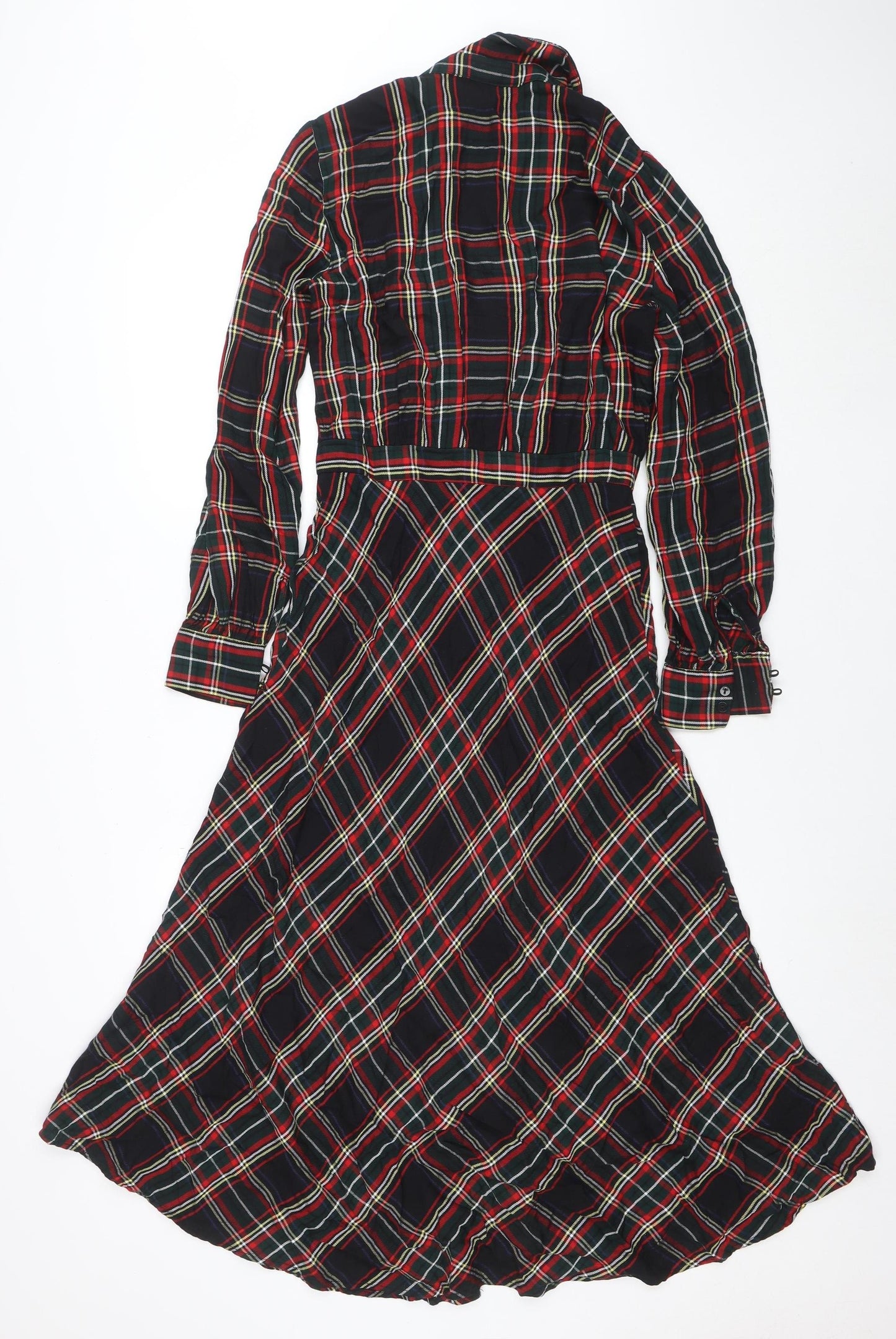 H&M Women’s Multicoloured Check Shirt Dress Size 6 Long Sleeve Midi