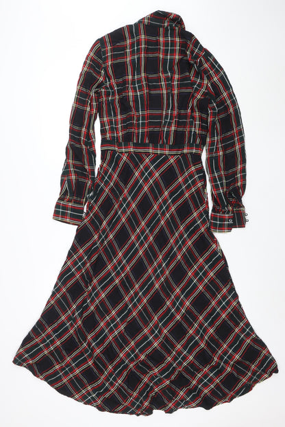 H&M Women’s Multicoloured Check Shirt Dress Size 6 Long Sleeve Midi