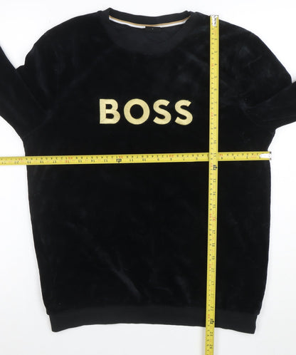 BOSS Womens Black Velour Pullover Sweatshirt Size S