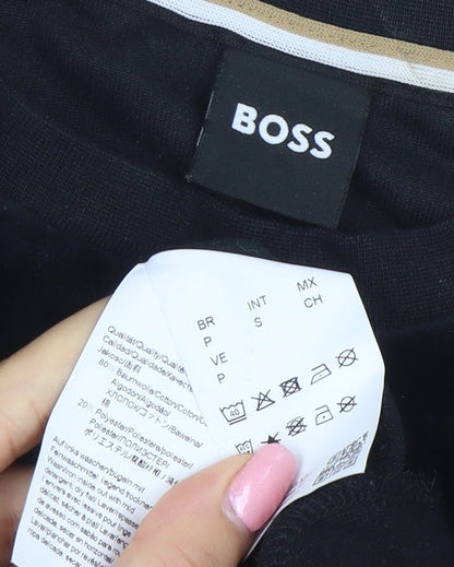 BOSS Womens Black Velour Pullover Sweatshirt Size S