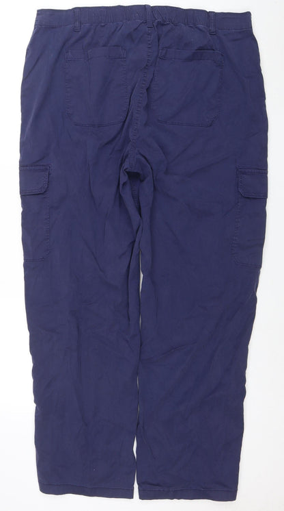 Marks and Spencer Women Blue Size 20 Long Cargo Trousers