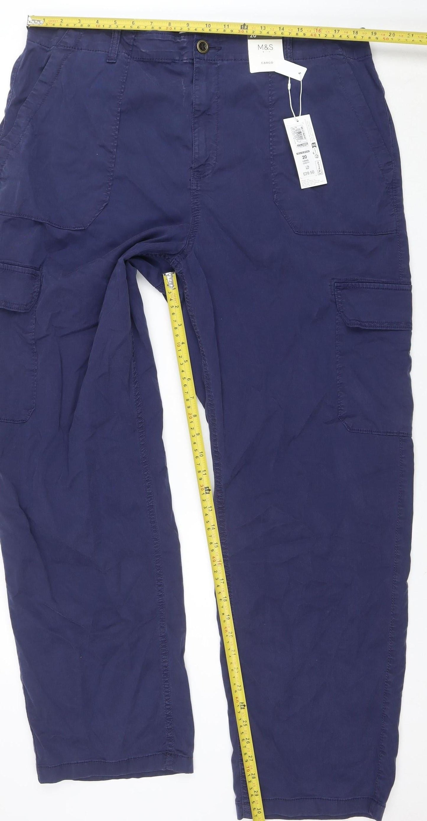 Marks and Spencer Women Blue Size 20 Long Cargo Trousers