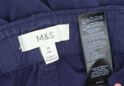 Marks and Spencer Women Blue Size 20 Long Cargo Trousers