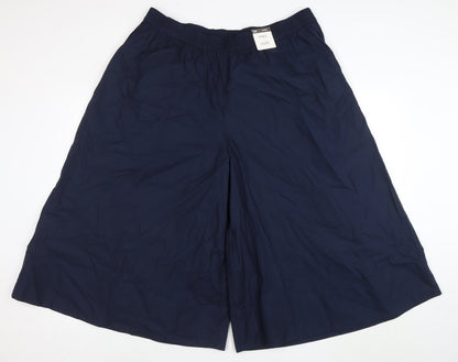 Marks and Spencer Women’s Blue Size 20 Short Wide-Leg Cropped Cotton Trousers