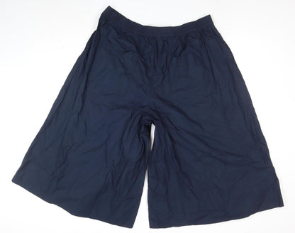 Marks and Spencer Women’s Blue Size 20 Short Wide-Leg Cropped Cotton Trousers