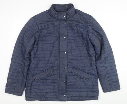 Captain Corolle Women's Blue Quilted Cotton Jacket Size 14
