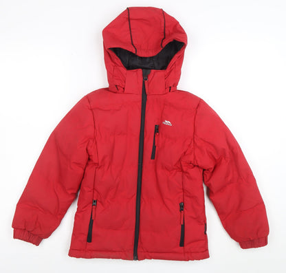 Trespass Boys Red Waterproof Hooded Puffer Jacket Coat 5-6 Years
