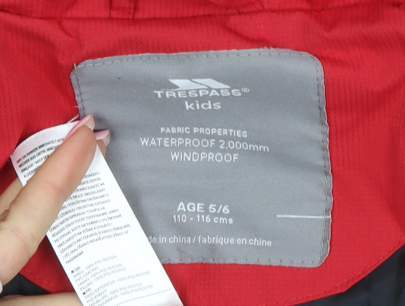 Trespass Boys Red Waterproof Hooded Puffer Jacket Coat 5-6 Years