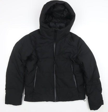 Uniqlo Women's Black Puffer Jacket S Hooded Windproof Winter Coat