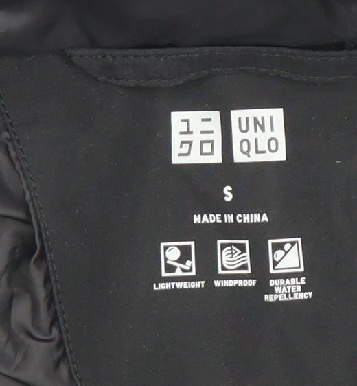 Uniqlo Women's Black Puffer Jacket S Hooded Windproof Winter Coat