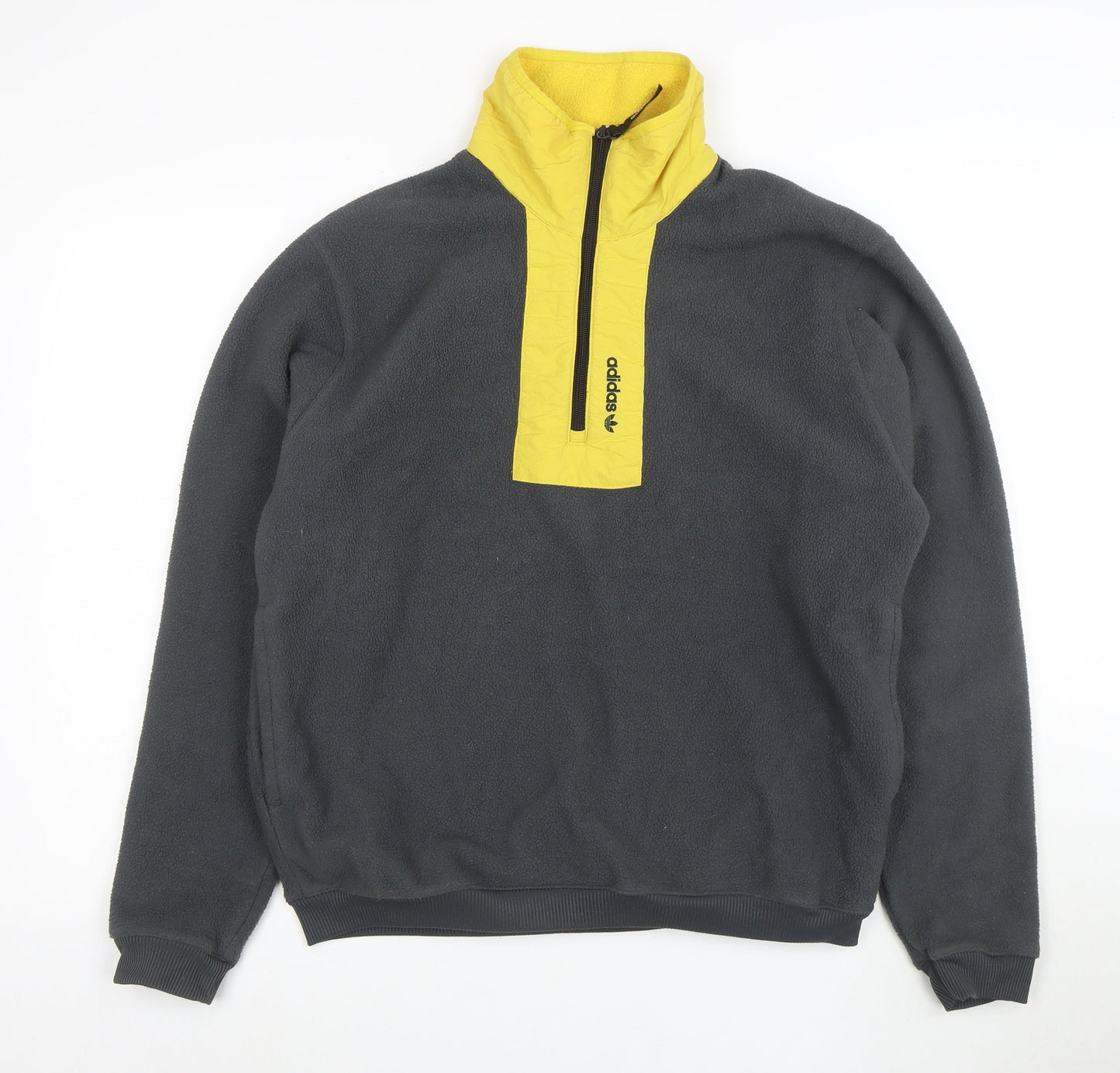 adidas Men's Black & Yellow Fleece 1/4 Zip Sweatshirt Size M