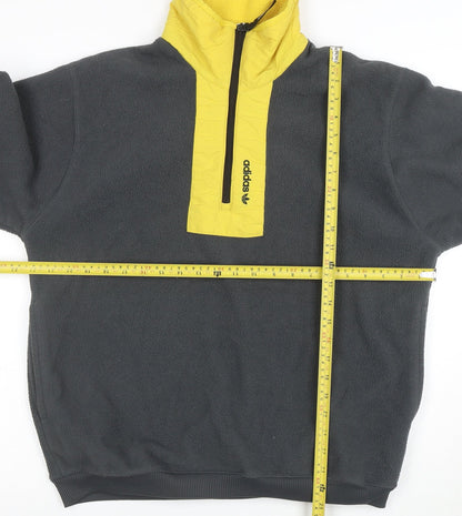 adidas Men's Black & Yellow Fleece 1/4 Zip Sweatshirt Size M