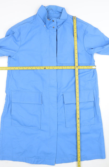 edc Women Blue Medium Parka Jacket Cotton Blend Lined Pockets