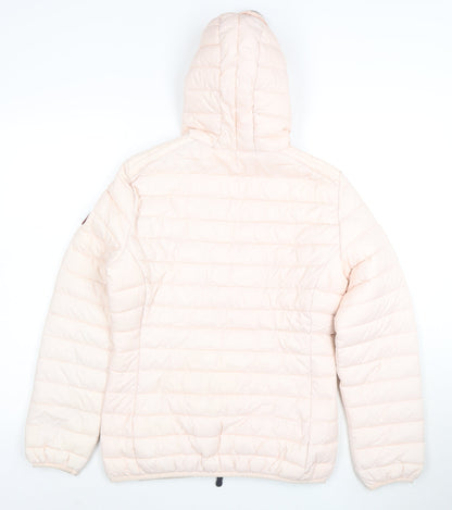 Geographical Norway Women's Pink Hooded Puffer Jacket Size 14