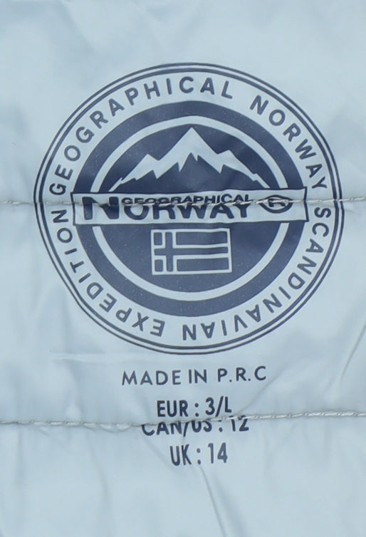Geographical Norway Women's Pink Hooded Puffer Jacket Size 14