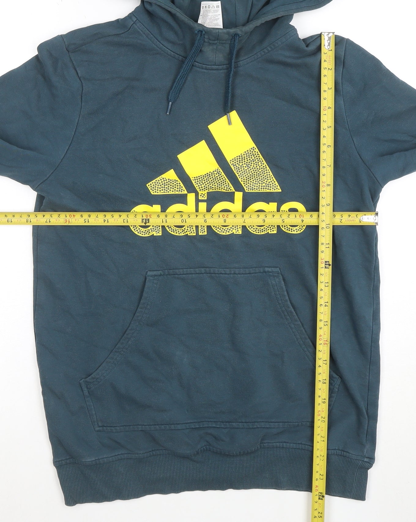 Adidas Boys Blue Hoodie Size 164 Pullover Hooded Sweatshirt