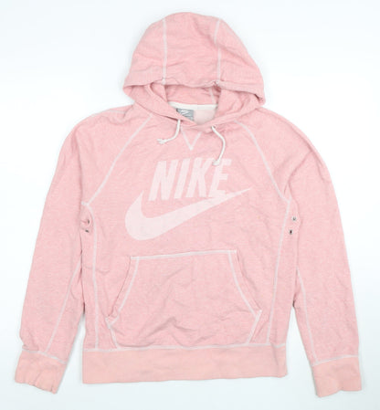 Nike Womens Pink Hooded Pullover Sweatshirt Small Cotton Sportswear