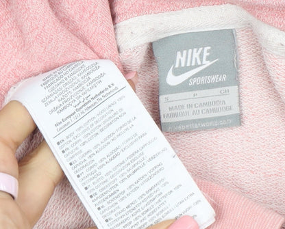 Nike Womens Pink Hooded Pullover Sweatshirt Small Cotton Sportswear