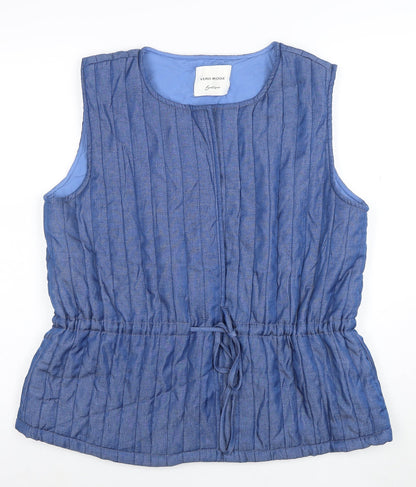 Vero Moda Women Blue Quilted Sleeveless Waistcoat L