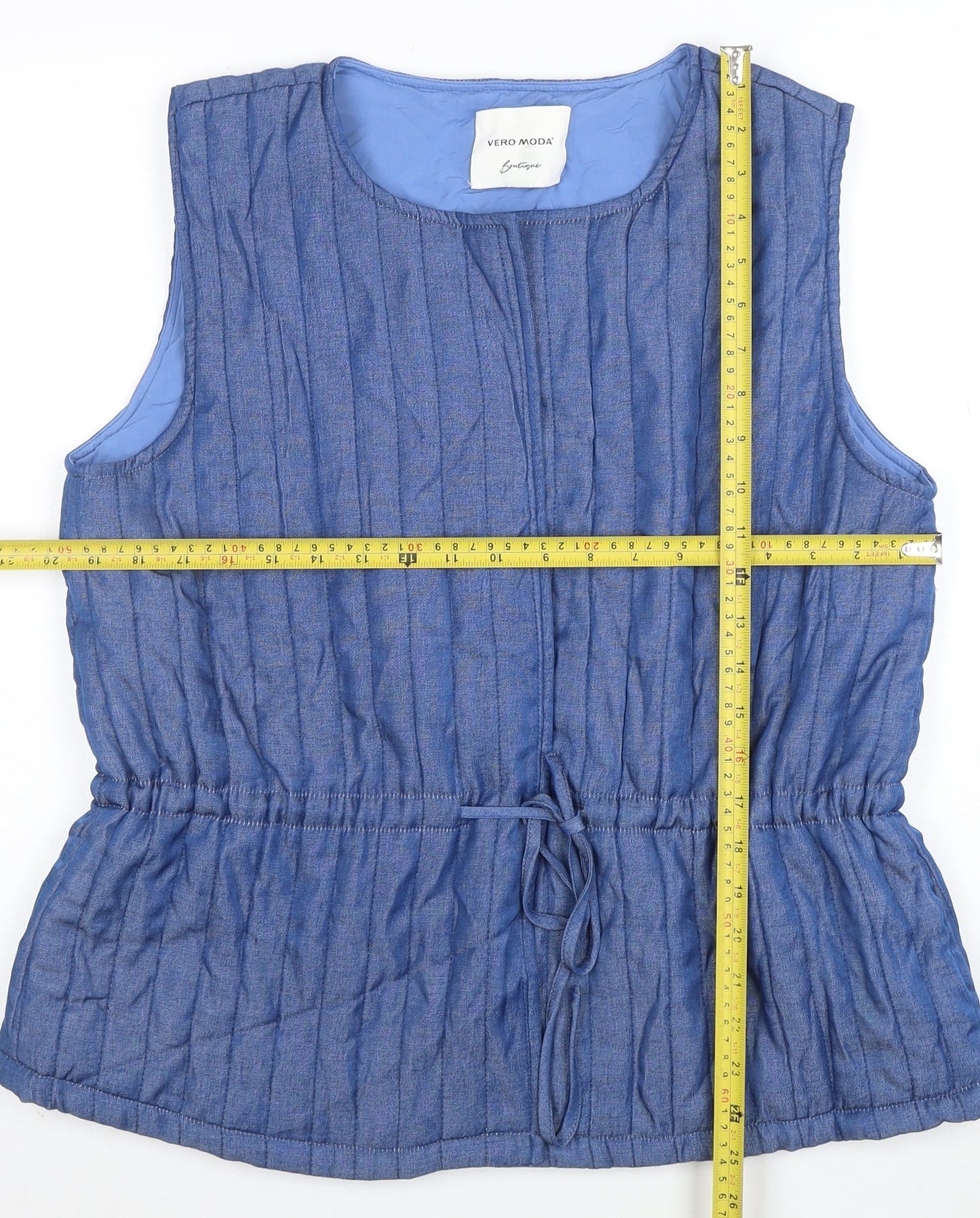Vero Moda Women Blue Quilted Sleeveless Waistcoat L