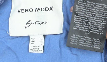 Vero Moda Women Blue Quilted Sleeveless Waistcoat L
