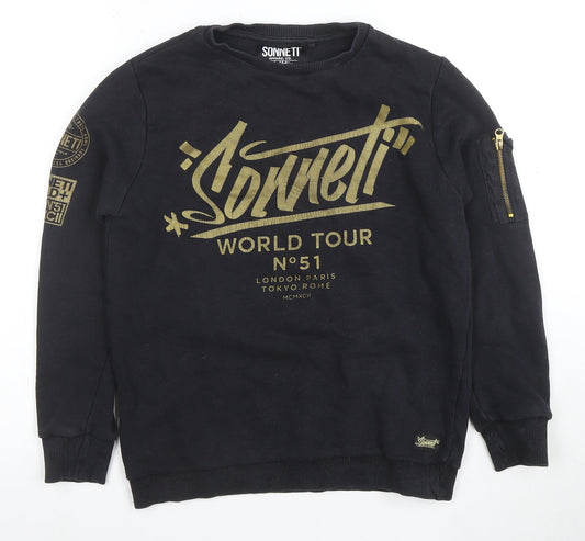 Sonneti Boys Black Graphic Print Pullover Sweatshirt 13-15 Years