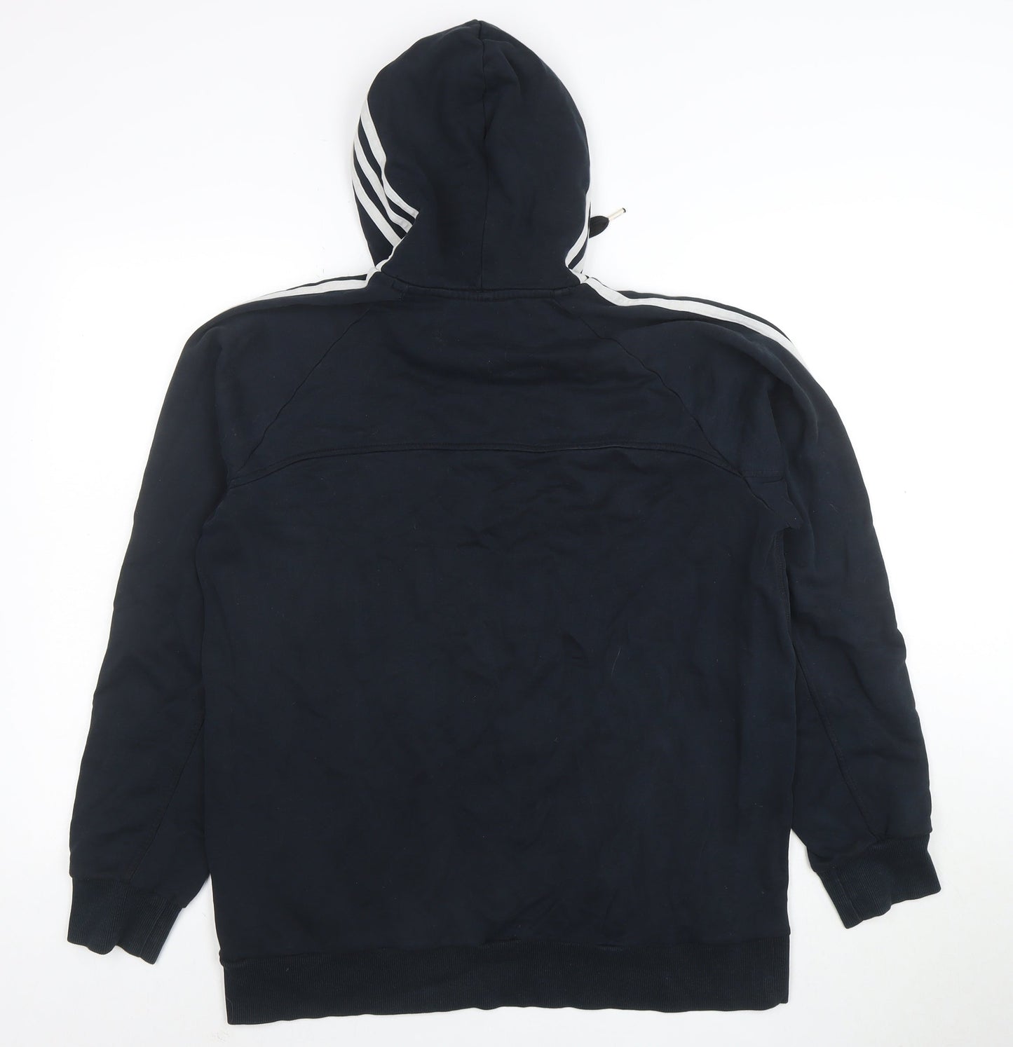 adidas Men's Black 2XL Pullover Hoodie with Logo and Drawstrings