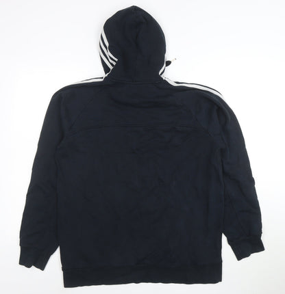 adidas Men's Black 2XL Pullover Hoodie with Logo and Drawstrings