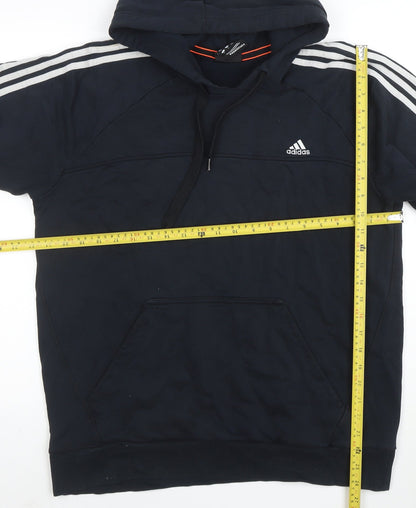 adidas Men's Black 2XL Pullover Hoodie with Logo and Drawstrings