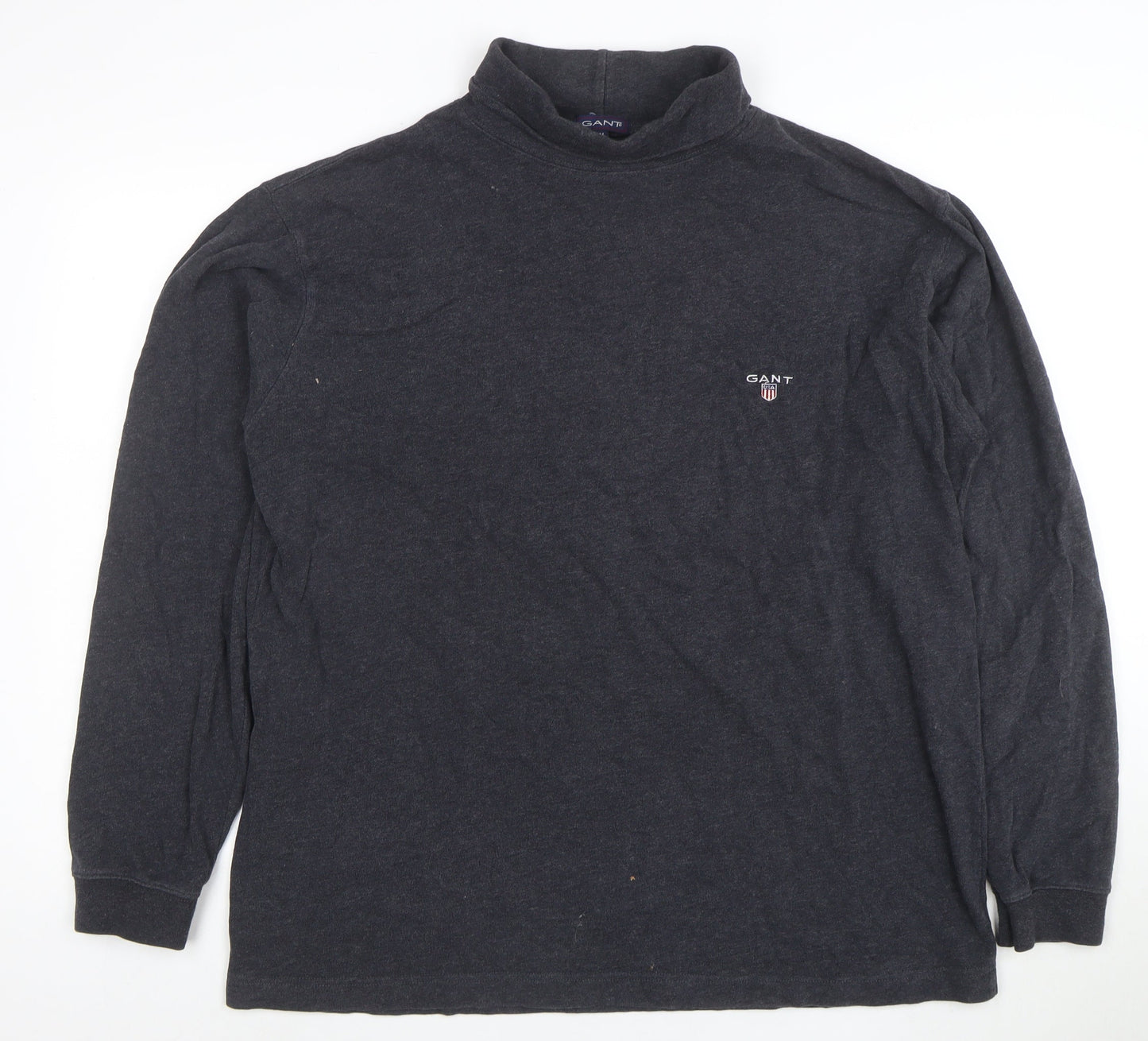 GANT Men's Grey Mock Neck Cotton Sweatshirt M Classic Logo Pullover