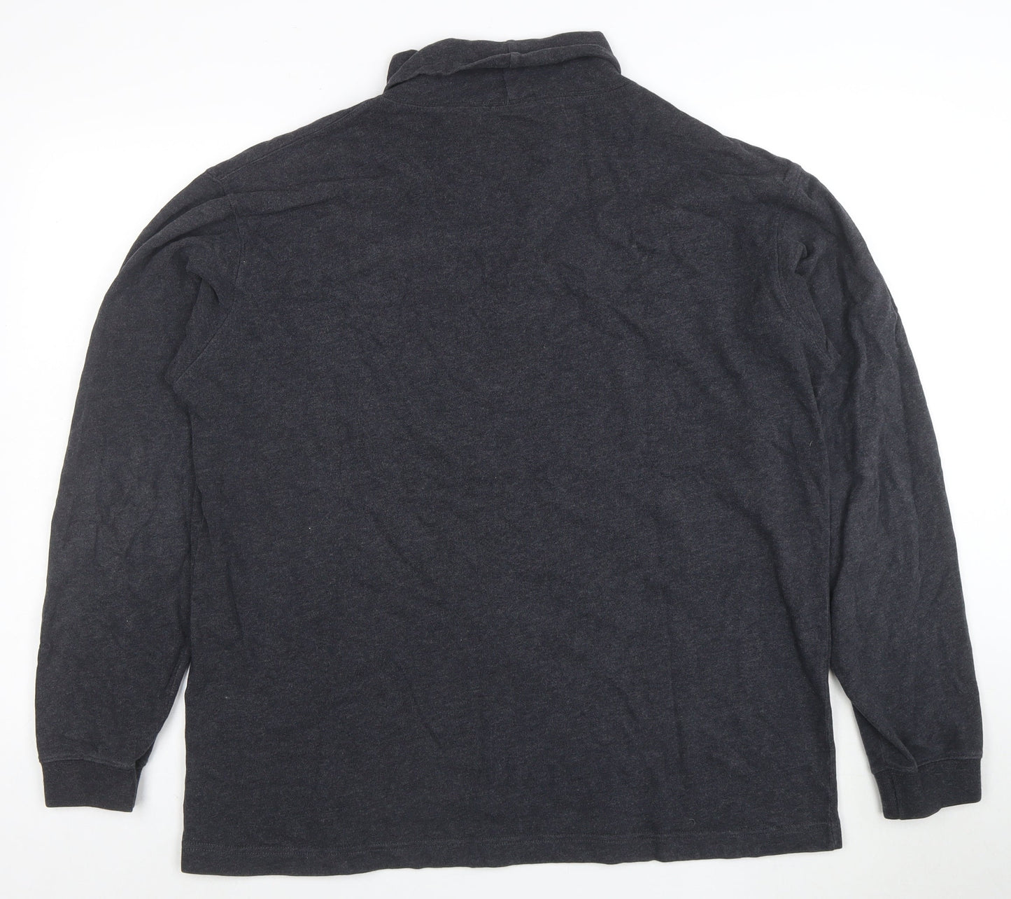 GANT Men's Grey Mock Neck Cotton Sweatshirt M Classic Logo Pullover