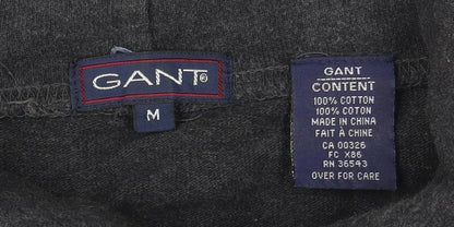 GANT Men's Grey Mock Neck Cotton Sweatshirt M Classic Logo Pullover